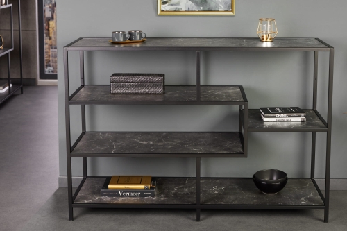 Regał metalowy, półki imitujące marmur, minimalistyczny design 115/80 cm SEKEND