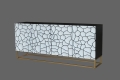 Komoda z drewna mango, mozaikowe fronty, metalowe nogi, biało-czarna WAIKI