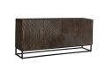 Ciemnobrązowa komoda z drewna mango, fronty 3D, metalowe nogi 177 cm OLED