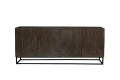 Ciemnobrązowa komoda z drewna mango, fronty 3D, metalowe nogi 177 cm OLED