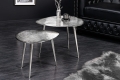 Zestaw 2 stolików kawowych w kształcie łezki, metal w kolorze srebrnym, glamour BIRMAN