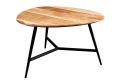 Stolik kawowy z drewna akacjowego, metalowe czarne nogi 60 cm loft TERRY