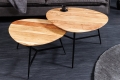 Stolik kawowy z drewna akacjowego, metalowe czarne nogi 60 cm loft TERRY