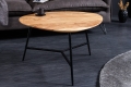 Stolik kawowy z drewna akacjowego, metalowe czarne nogi 70 cm loft TERRY