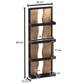 Półka ścienna z litego drewna mango, metalowy stelaż 80 cm ROKI LOFT