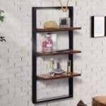 Półka ścienna z litego drewna sheesham, metalowy stelaż, loft 70 cm EDDIE