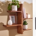 Wiszący regał z litego drewna sheesham, z 4 półkami w stylu boho 60/58 cm TOZZO