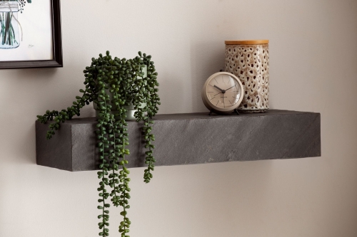 Półka z drewna mango imitująca kamień, minimalistyczny design, czarna 60 cm TOEN