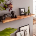 Półka z litego drewna akacjowego, naturalna krawędź drzewa 80 cm boho COLIN