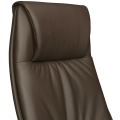 Fotel biurowy z prawdziwej skóry w kolorze brązowym, aluminiowy stelaż PAXO II