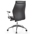 Fotel biurowy z naturalnej skóry w kolorze czarnym, aluminiowy stelaż ANDY II