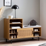 Szafka na obuwie z siedziskiem w kolorze szarym, metalowe nogi 120 cm MERIDA