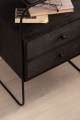 Stolik nocny z szufladami, drewno mango, metalowe nóżki w kolorze czarnym DANNY