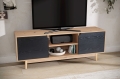 Szafka RTV w kolorze dębu, metalowe nogi minimalistyczny design 150 cm CHLOE