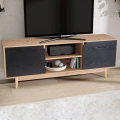 Szafka RTV w kolorze dębu, metalowe nogi minimalistyczny design 150 cm CHLOE