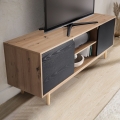 Szafka RTV w kolorze dębu, metalowe nogi minimalistyczny design 150 cm CHLOE