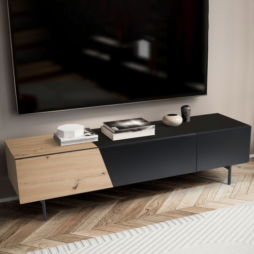 Szafka RTV w kolorze dębu, metalowe nogi, nowoczesny design 150 cm ARCANA