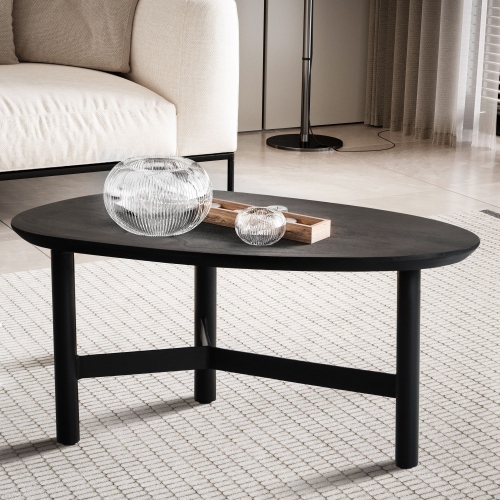 Czarny stolik kawowy z litego drewna mango, minimalistyczny design 86 cm ALIKE