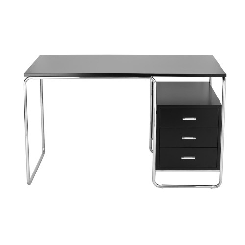 Biurko z szufladami na chromowanych nogach, czarny blat 120 cm ANUKA