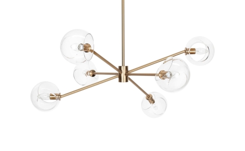Nowoczesny żyrandol ze szklanymi kloszami, metalowa złota oprawa AMIR