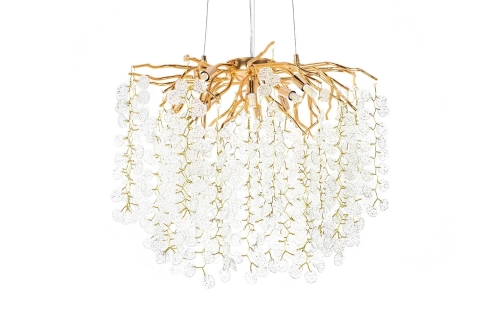 Ozdobny żyrandol, złota oprawa z metalu, efektowny design 60 cm CORNELIA