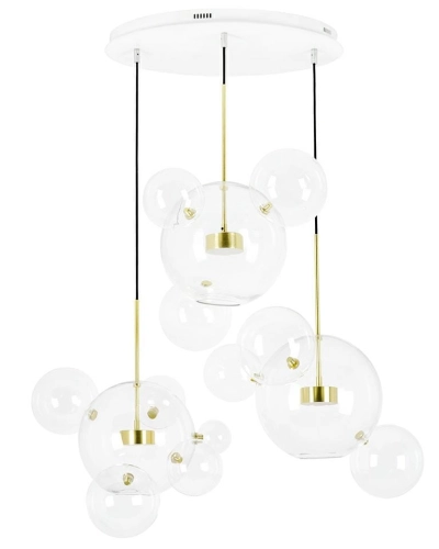 Nowoczesna lampa LED, metal w kolorze złota, szklane klosze 273 cm PAULA