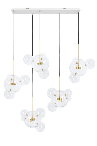Nowoczesna lampa LED, metal w kolorze złota, szklane klosze 99 cm PAULA