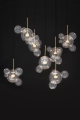 Nowoczesna lampa LED, metal w kolorze złota, szklane klosze 99 cm PAULA II