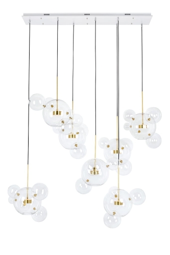 Nowoczesna lampa LED, metal w kolorze złota, szklane klosze 99 cm PAULA II