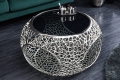 Ażurowy stolik kawowy z metalu, szklany blat w, stylu nowoczesnym 74 cm PAULO II