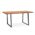 Biurko lite drewno akacjowego 200 cm, metalowe nogi w kolorze chromu AERO III