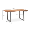 Biurko lite drewno akacjowego 180 cm, metalowe nogi w kolorze chromu AERO III