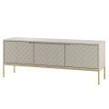 Szafka RTV na złotych nogach, beżowe fronty w jodełke 57/151 cm ALDA