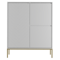 Biała komoda w stylu skandynawskim na złotych nogach, jodełka 125/102 cm ALDA