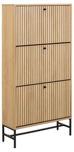 Szafka na buty z lamelami, trzy szuflady na metalowej podstawie - MEGGI