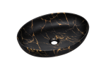 Umywalka nablatowa w kolorze czarnym ze złotymi elementami, matowa 52/39,5 cm TINA