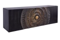 Czarna wisząca komoda drewno mango 177 cm, ozdobne ornamenty - SURI