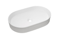 Ceramiczna umywalka nablatowa, ryflowana, w kolorze białym 56 cm SILLA