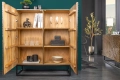 Ciemnobrązowa komoda z drewna mango, fronty 3D, metalowe nogi 120 cm OLED