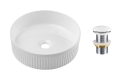 Ceramiczna umywalka nablatowa, ryflowana, w kolorze białym 36 cm SILLA