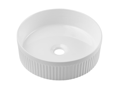 Ceramiczna umywalka nablatowa, ryflowana, w kolorze białym 36 cm SILLA