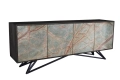 Czarna komoda 175 cm z akacji oraz kamienia, CHARM