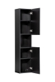 Słupek łazienkowy z półkami, ryflowane fronty w kolorze czarnym 140/30 cm TAJGA