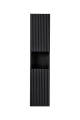 Słupek łazienkowy z półkami, ryflowane fronty w kolorze czarnym 140/30 cm TAJGA