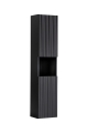 Słupek łazienkowy z półkami, ryflowane fronty w kolorze czarnym 140/30 cm TAJGA