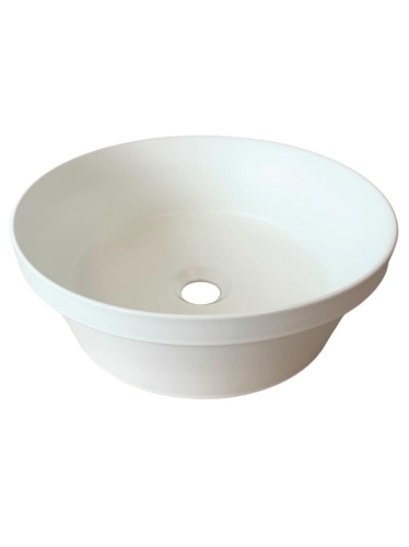 Okrągła umywalka nablatowa, ceramika w kolorze białym 40 cm WERO WHITE