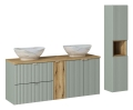 Zestaw mebli łazienkowych 140 cm z umywalkami, w kolorze miętowym/dąb coast evoke ONYX
