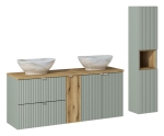 Zestaw mebli łazienkowych 140 cm z umywalkami, w kolorze miętowym/dąb coast evoke ONYX