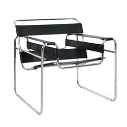 Fotel na metalowym stelażu w loftowym stylu, czarna ekoskóra 83 cm DIXIT