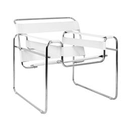 Fotel na metalowym stelażu w loftowym stylu, biała ekoskóra 83 cm DIXIT